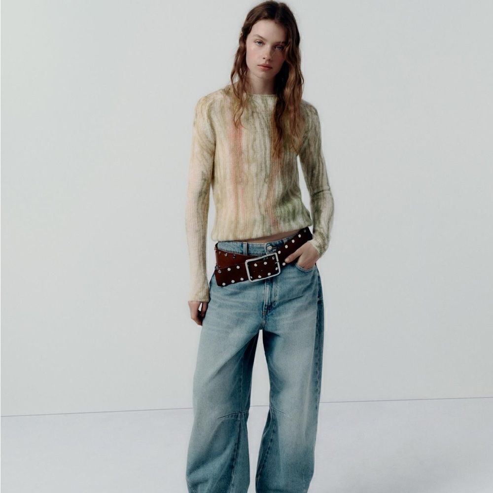 Zara Alpaca Wool Blend Tie Dye Knit Sweater Women's Long Sleeve Pullover